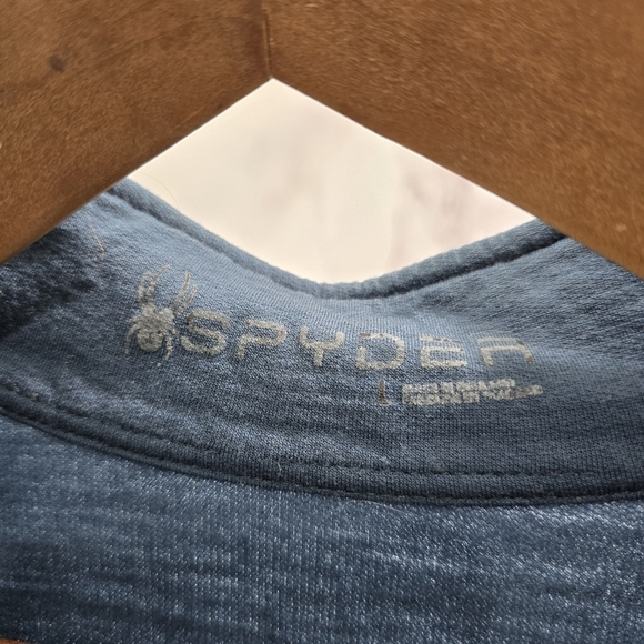 Spyder Jacket Mens Large Blue Gray Merino Wool Full Zip Mid Layer - Picture 3 of 11